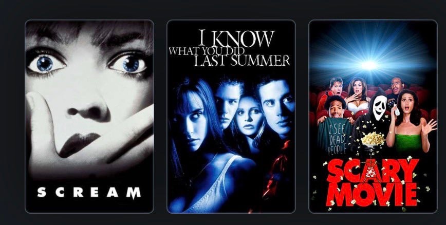 SCREAM, I KNOW WHAT YOU DID LAST SUMMER, SCARY MOVIE posters