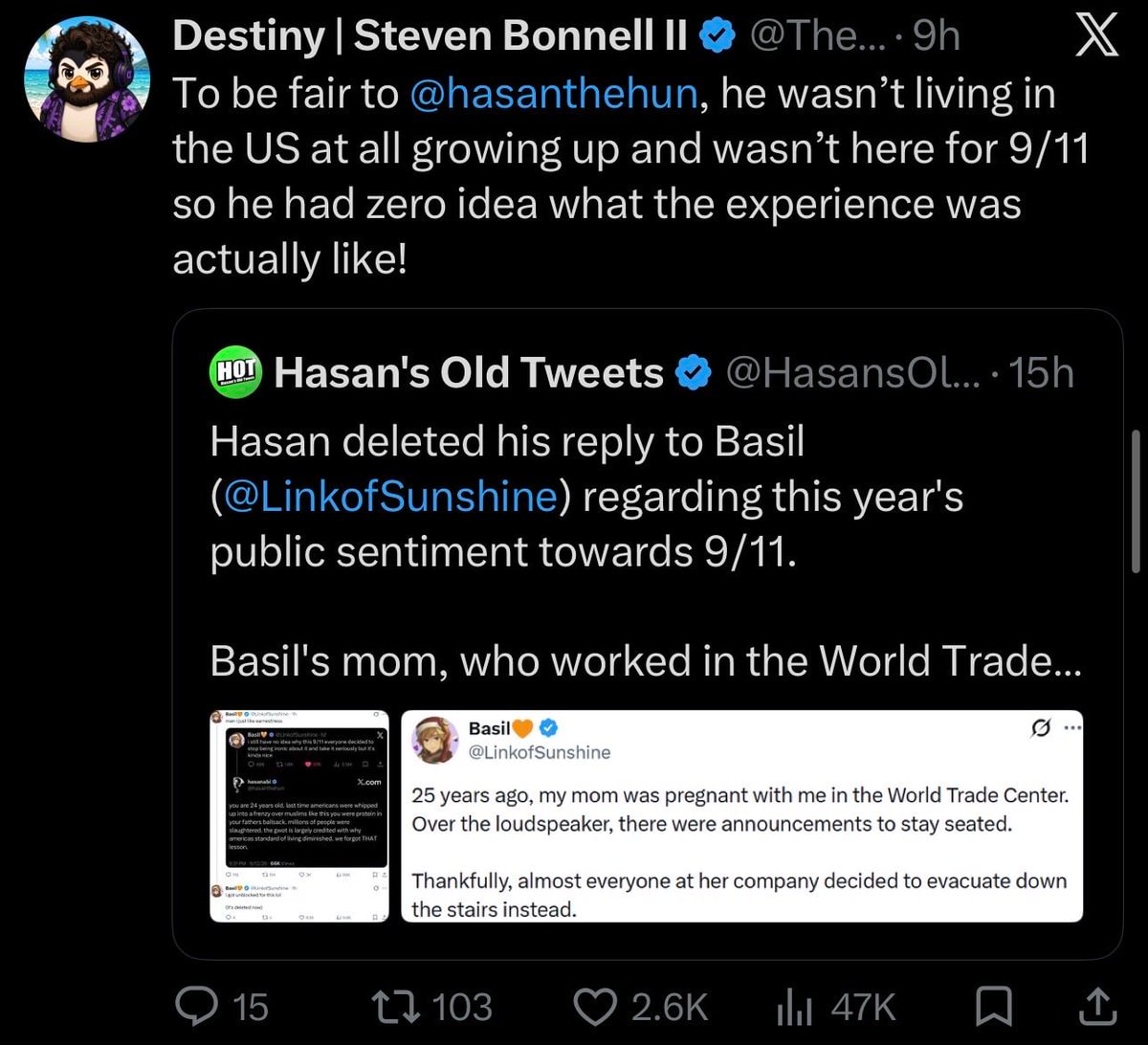 Hasan Piker Destiny Basil 9/11