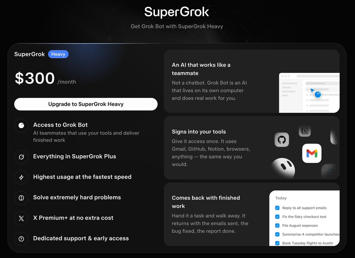 SuperGrok Heavy pricing and features