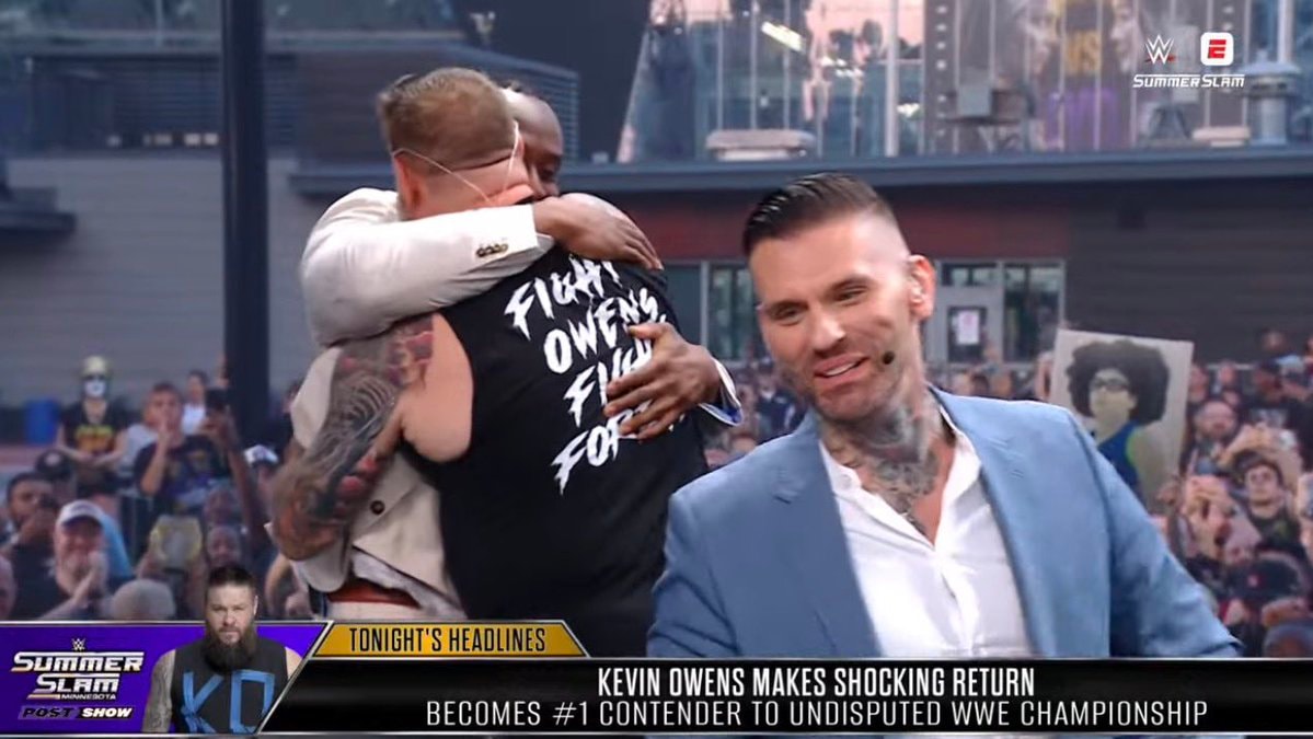 Kevin Owens Big E embrace SummerSlam