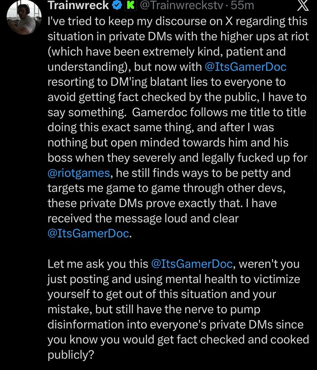 Trainwreckstv on Riot and ItsGamerDoc