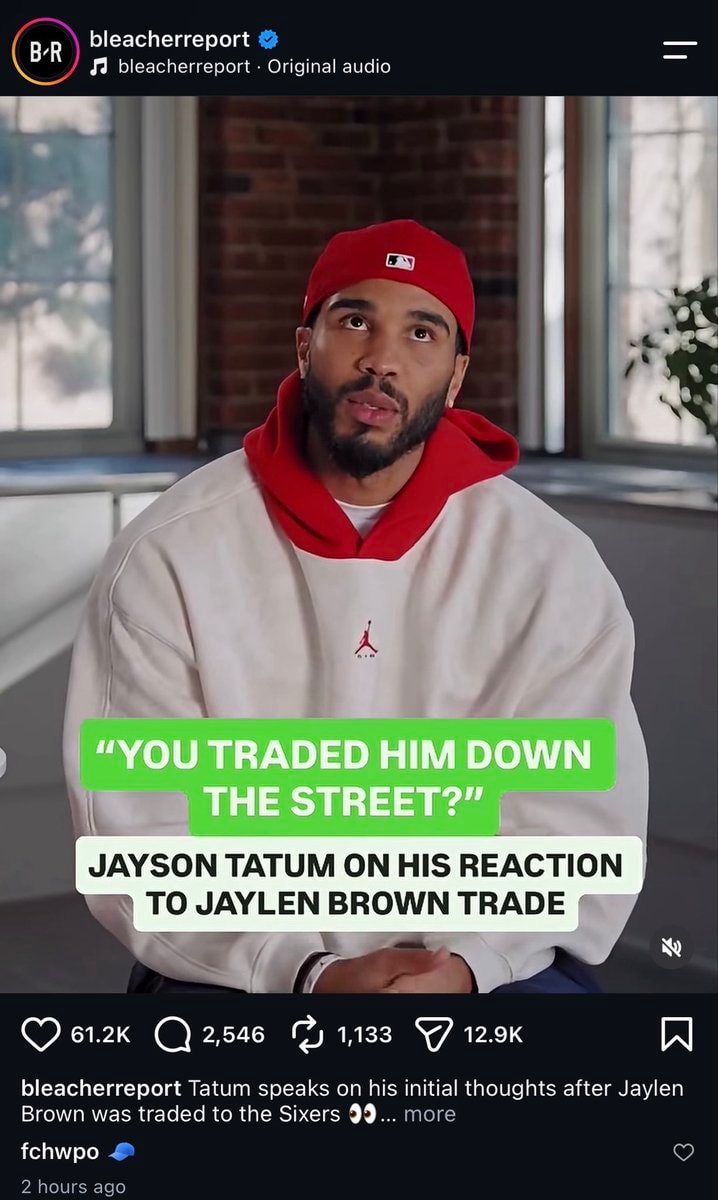 Jaylen Brown Instagram comment (photo 1 of 2)