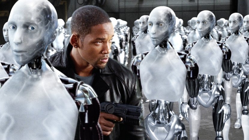 Will Smith futuristic gun robots