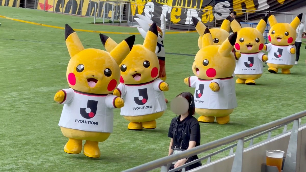 J-League match Pikachu mascots