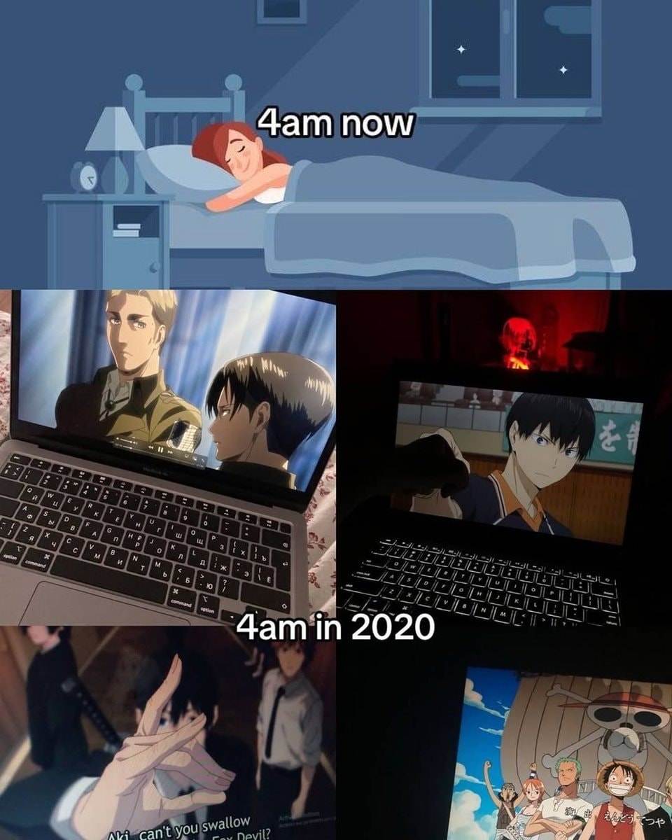 4am now vs 4am in 2020 anime meme