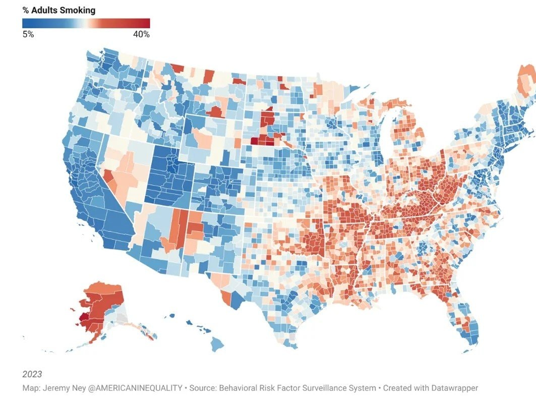 U.S. County Smoking Rates 2023 Map U.S. County Smoking Rates 2023 Map