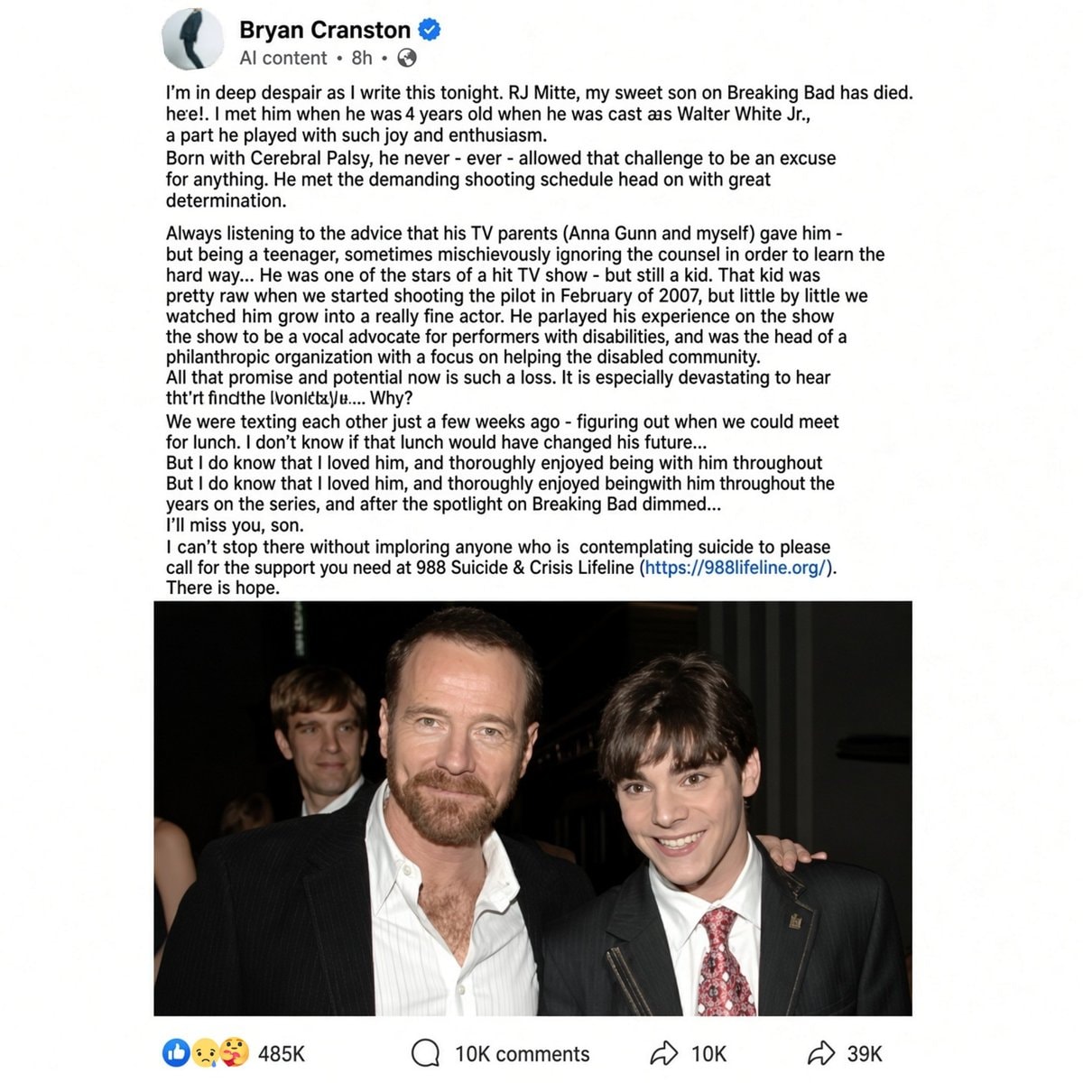 Bryan Cranston RJ Mitte Breaking Bad Bryan Cranston RJ Mitte Breaking Bad