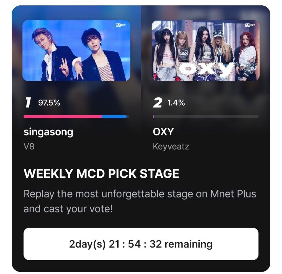 V8 singasong MCD Pick Stage voting