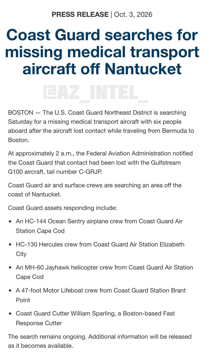Coast Guard search Nantucket