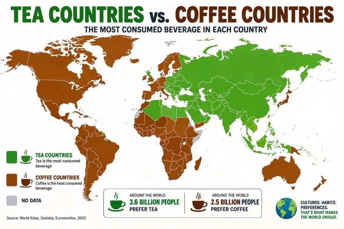 tea vs coffee countries map