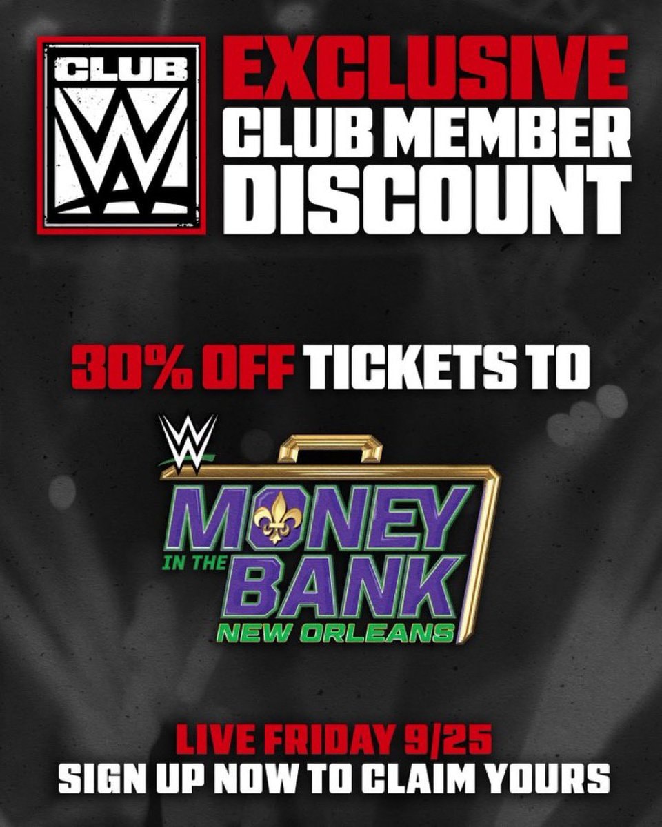 Club WWE Money in the Bank discount Club WWE Money in the Bank discount