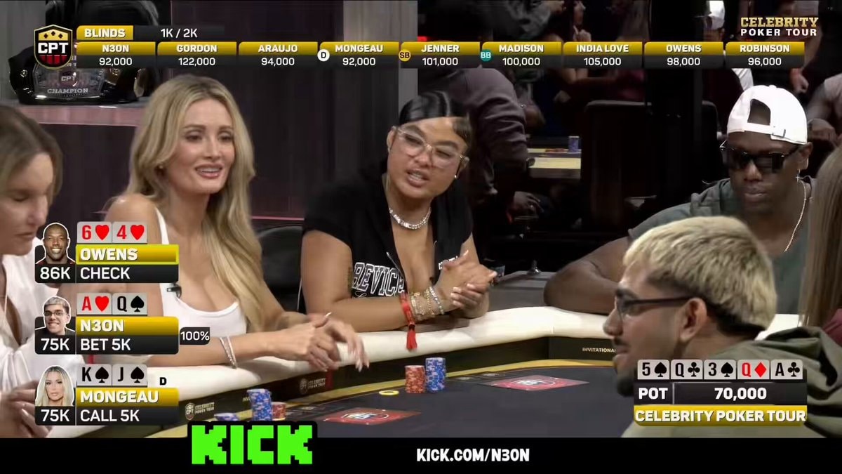 N3ON celebrity poker win
