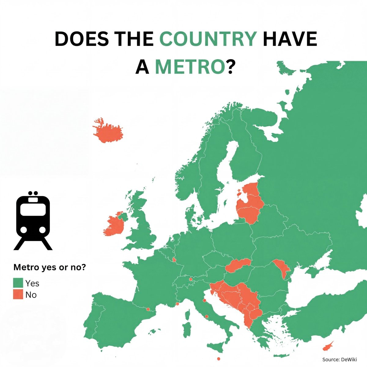 European countries with Metro systems