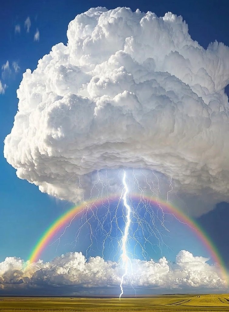 Nebraska Storm Cloud Lightning Rainbow