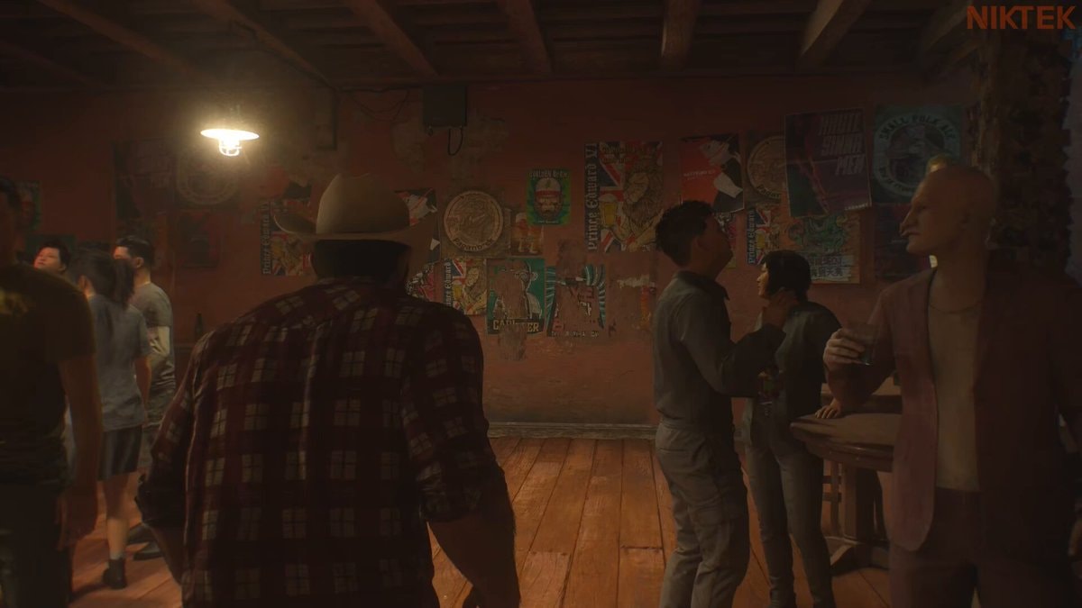 group in dimly lit bar