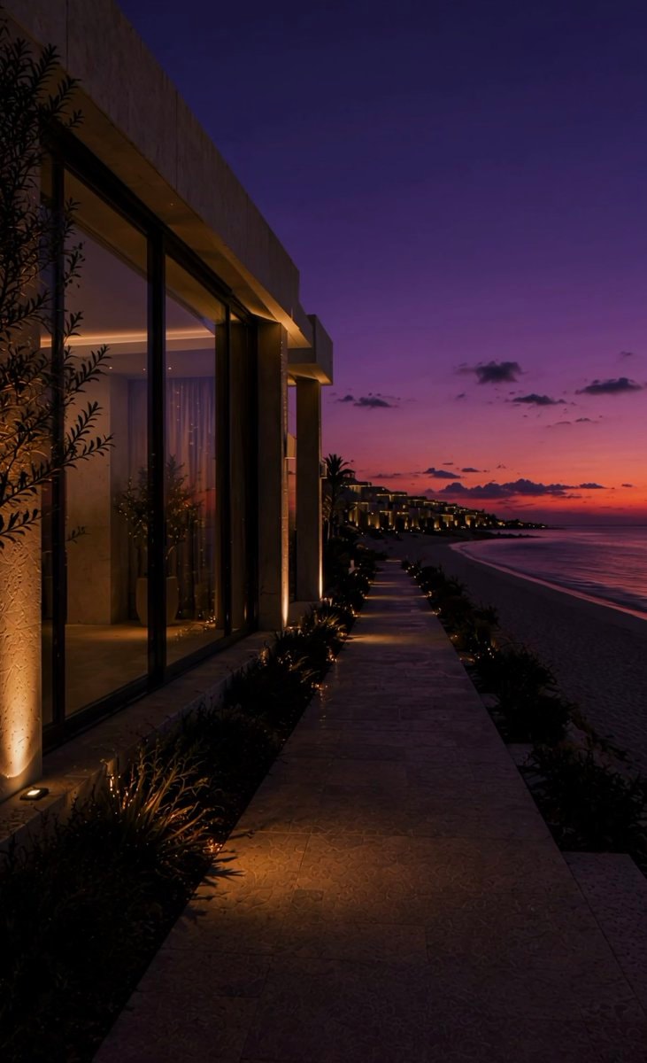 Beach pathway at sunset