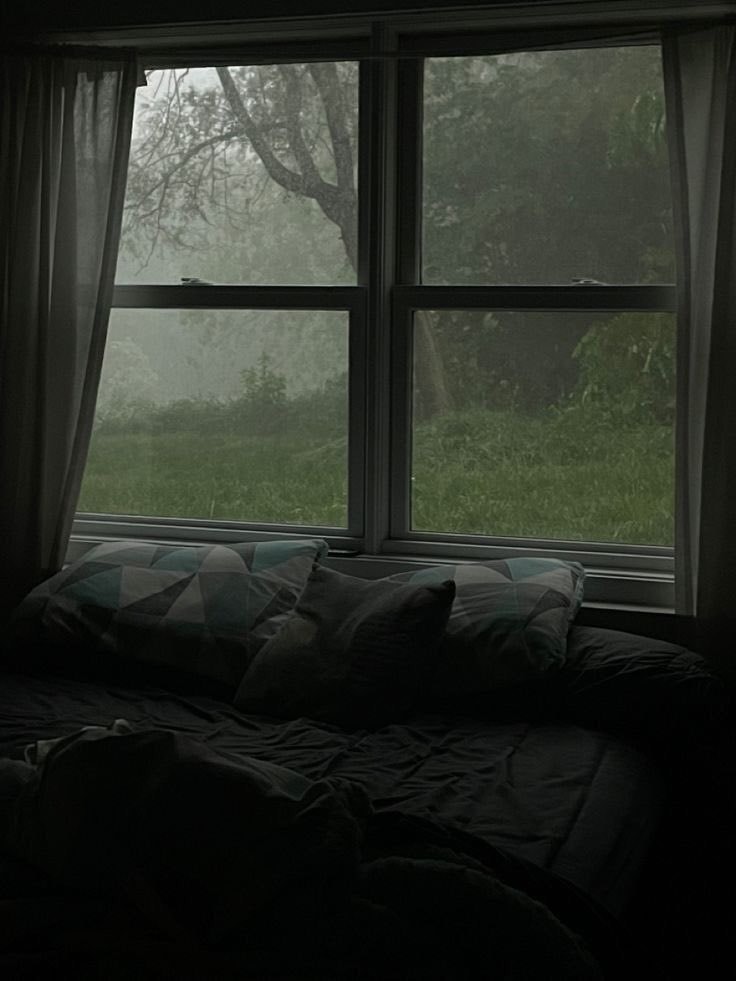 Misty green landscape from bedroom window (photo 1 of 2)