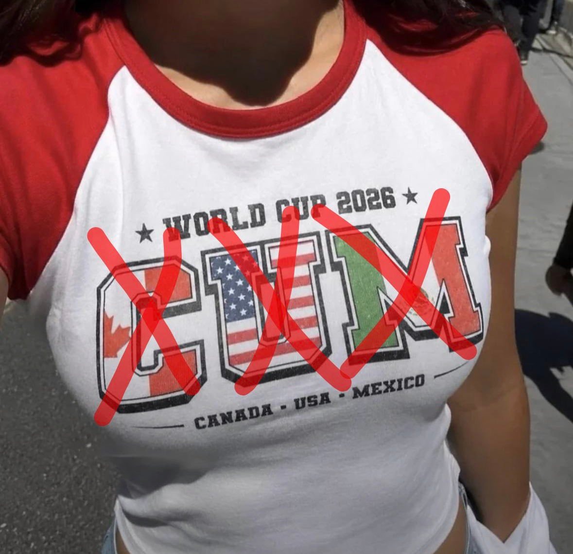World Cup 2026 shirt with red X World Cup 2026 shirt with red X