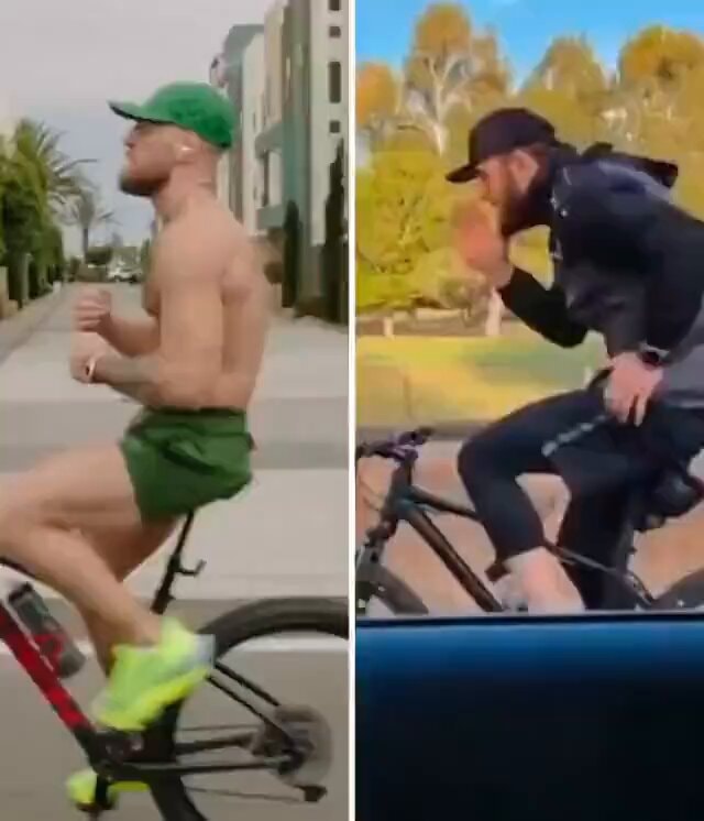 Islam Makhachev and Conor McGregor cycling
