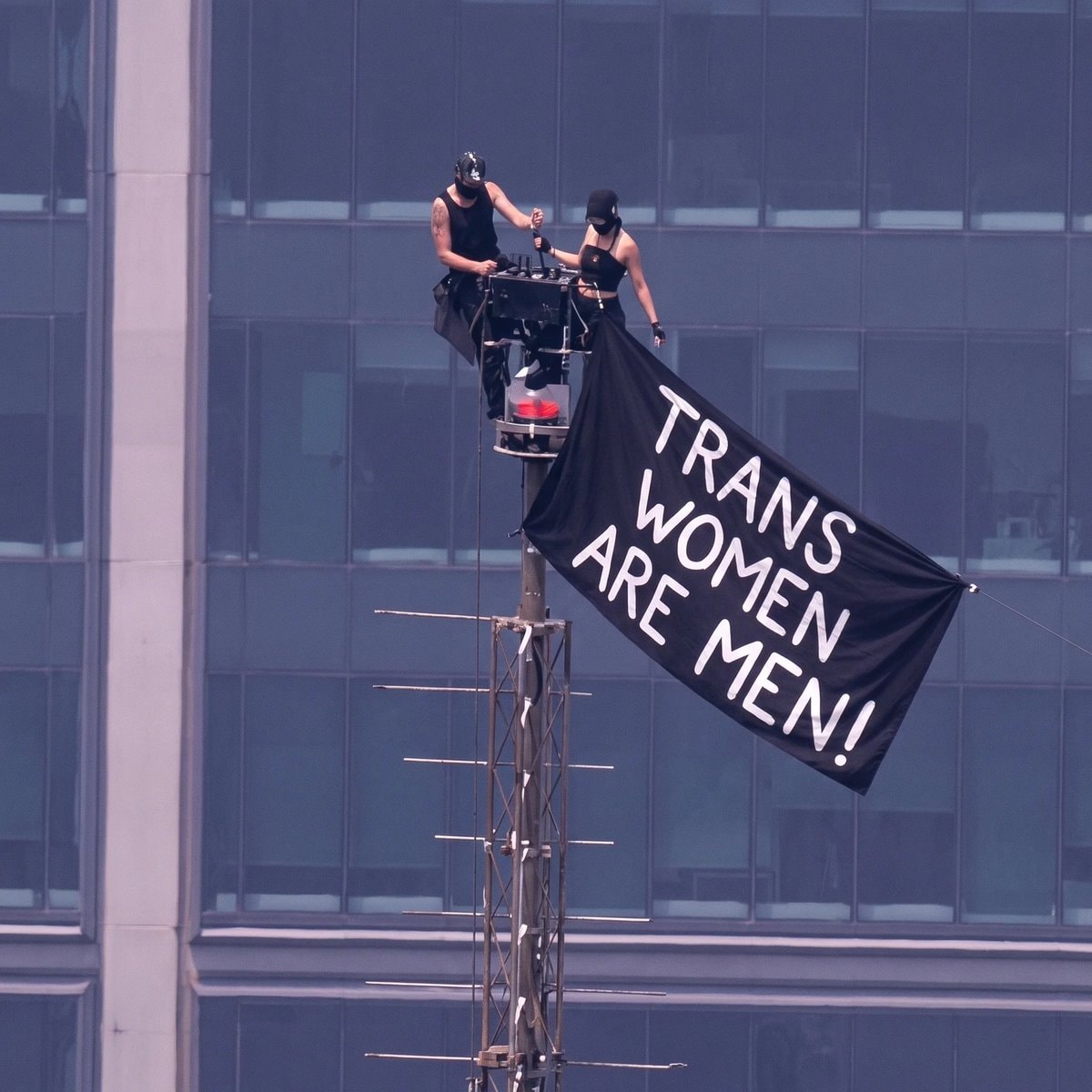 Empire State Building protest banner