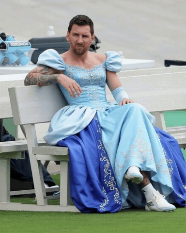 Lionel Messi in a blue dress