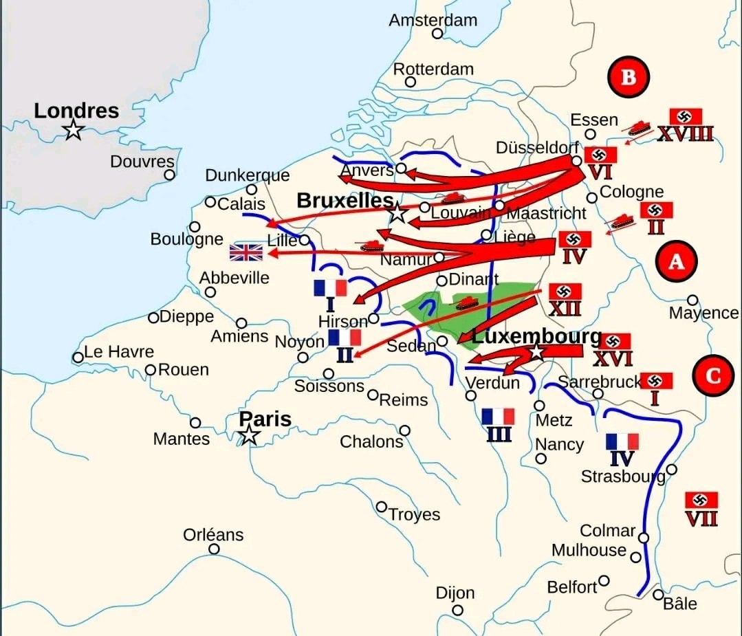 Germany invading Western Europe 1940 map