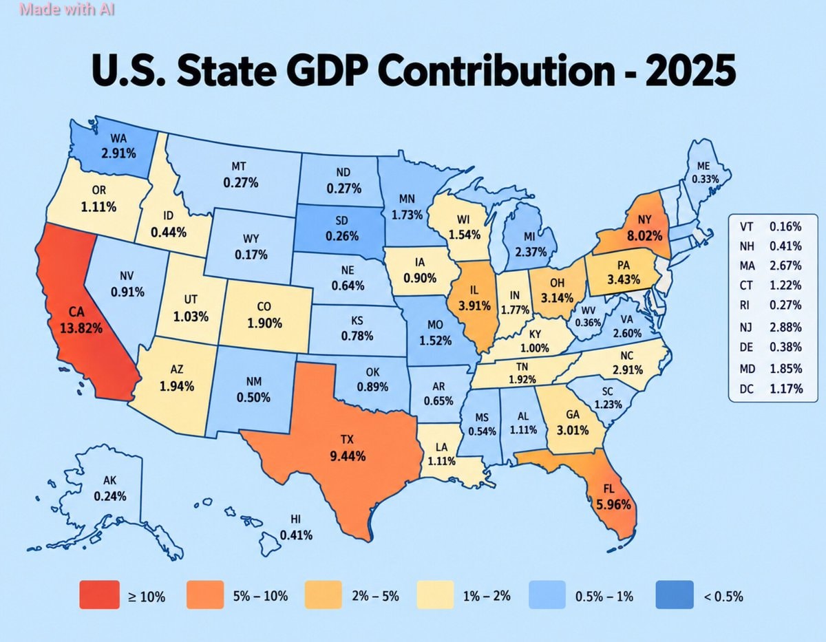 U.S. State GDP Contribution 2025