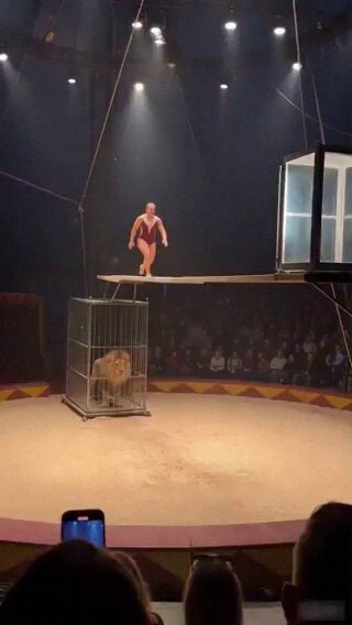 circus performer on high platform