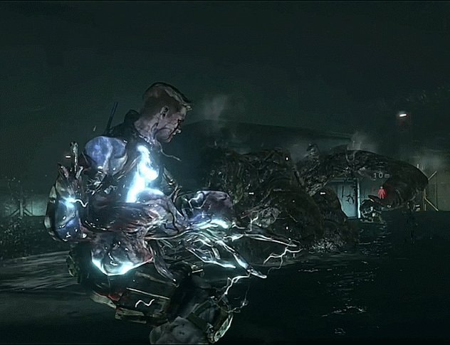 residents evil 6 character glowing blue energy