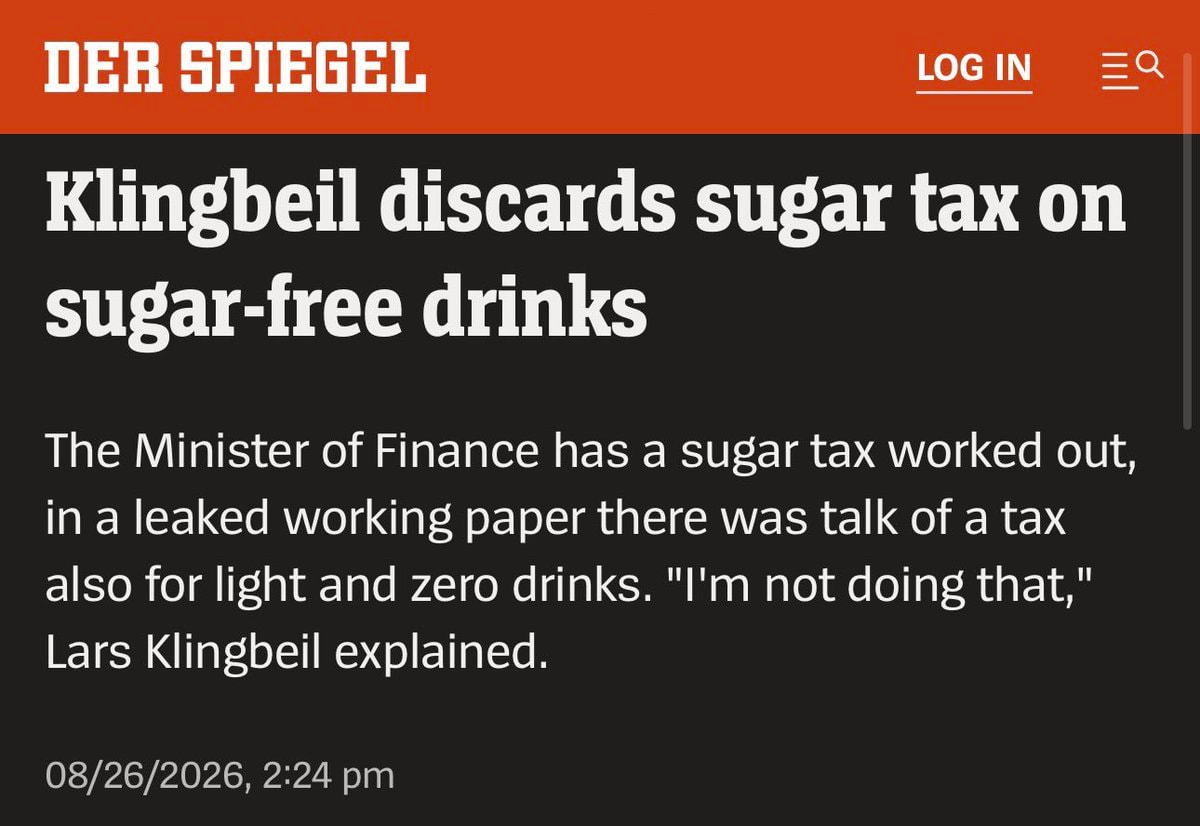 Klingbeil discards sugar tax on Coke Zero