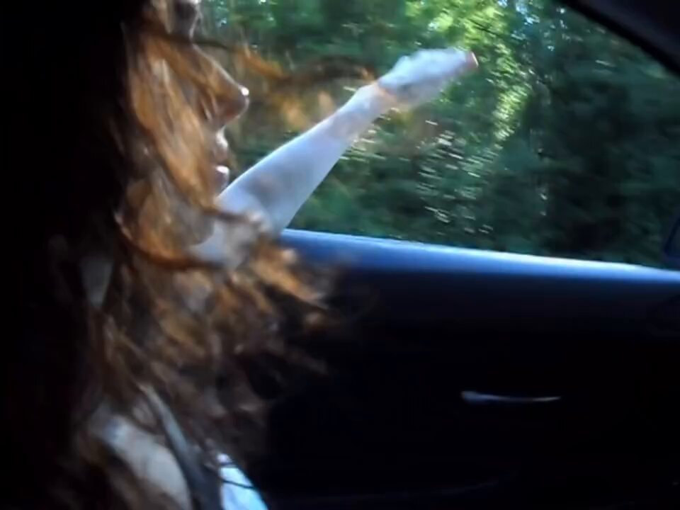 Joyful car window moment