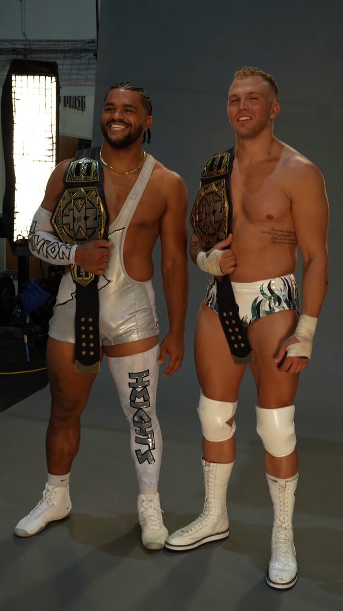 Myles Borne and Tavion Heights NXT Tag Team Champions photoshoot