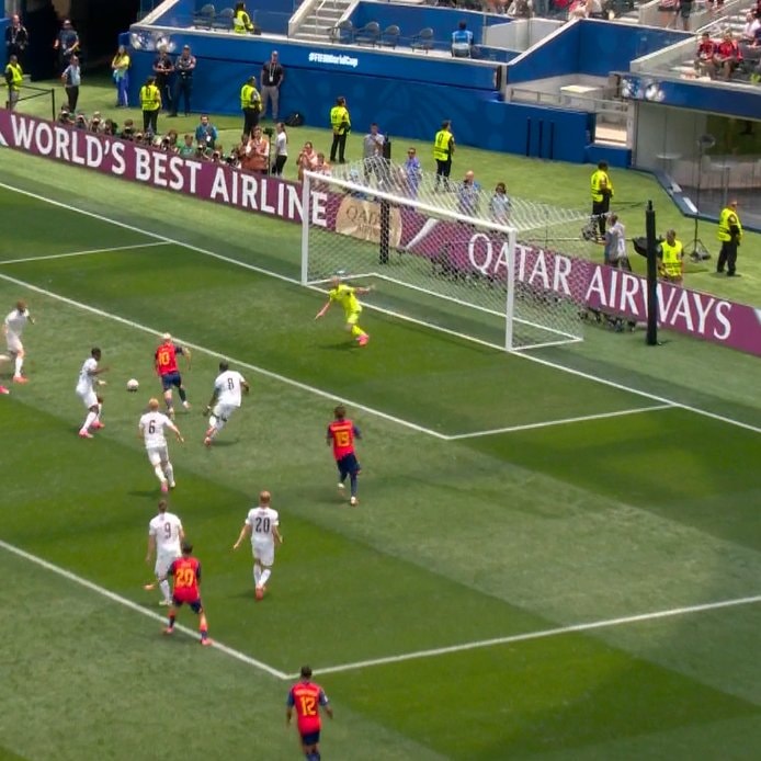 Dani Olmo almost scores