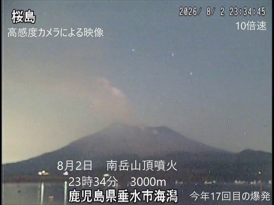 Sakurajima eruption Japan ash column