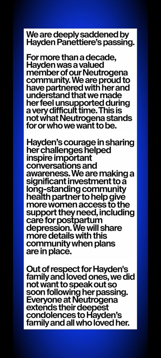 Neutrogena Hayden Panettiere statement (photo 2 of 2)