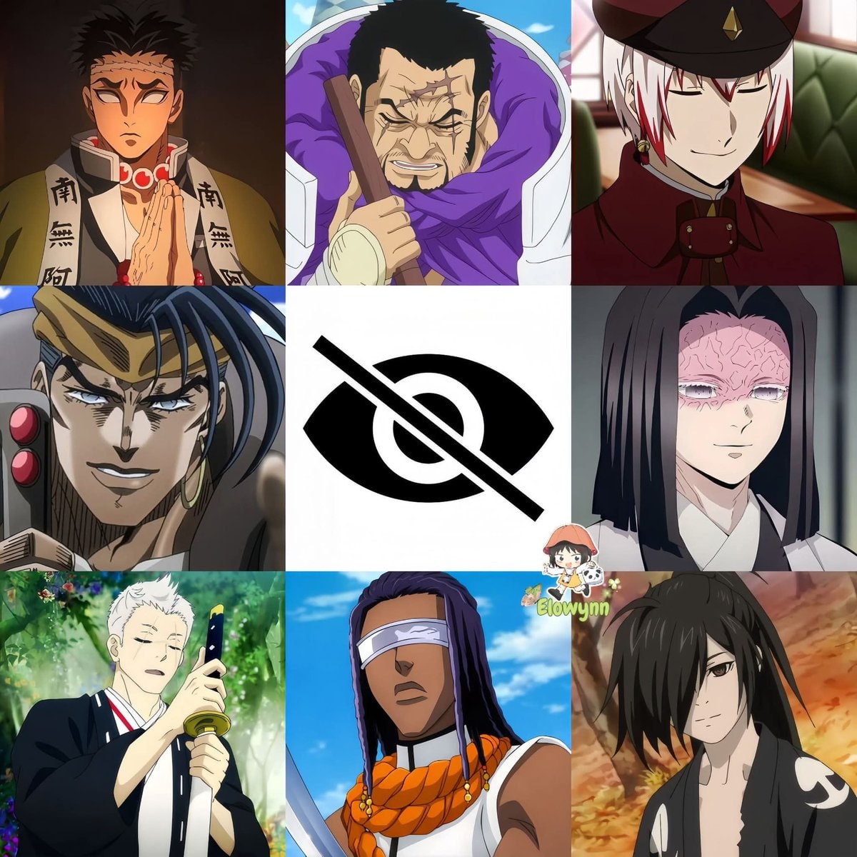 Anime blind fighter collage