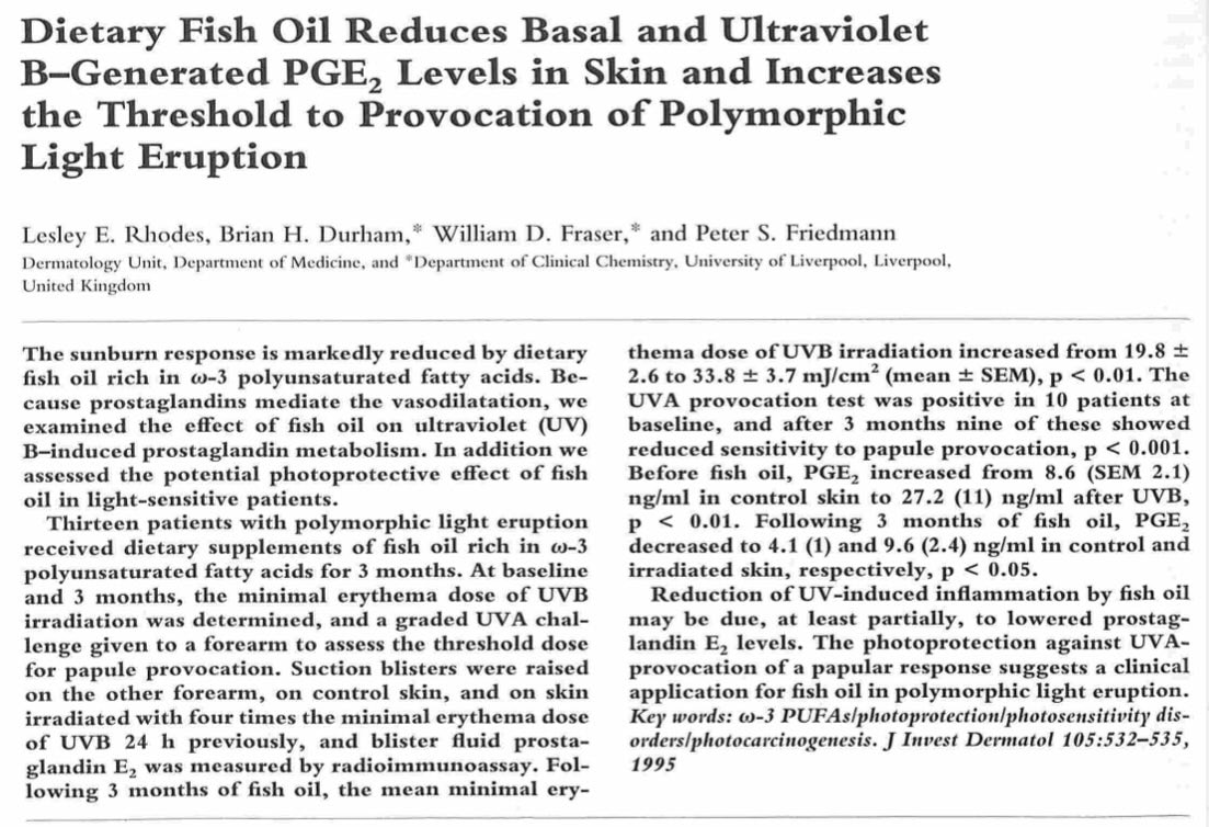 fish oil omega-3 UV protection study