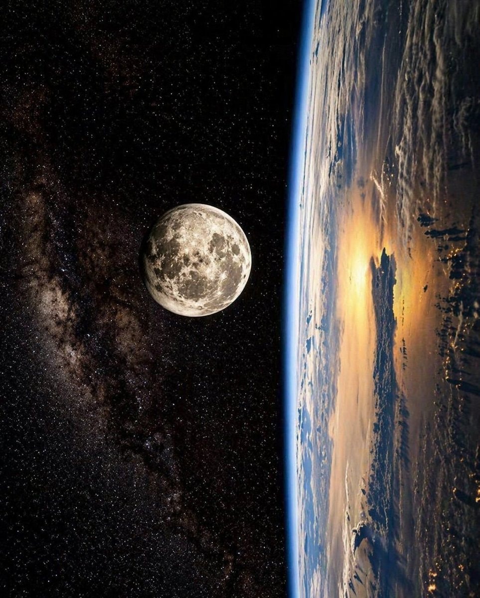 Moon Earth and Milkyway