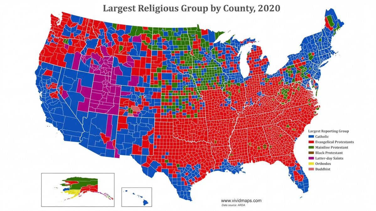 Largest Religious Group by County 2020 Largest Religious Group by County 2020