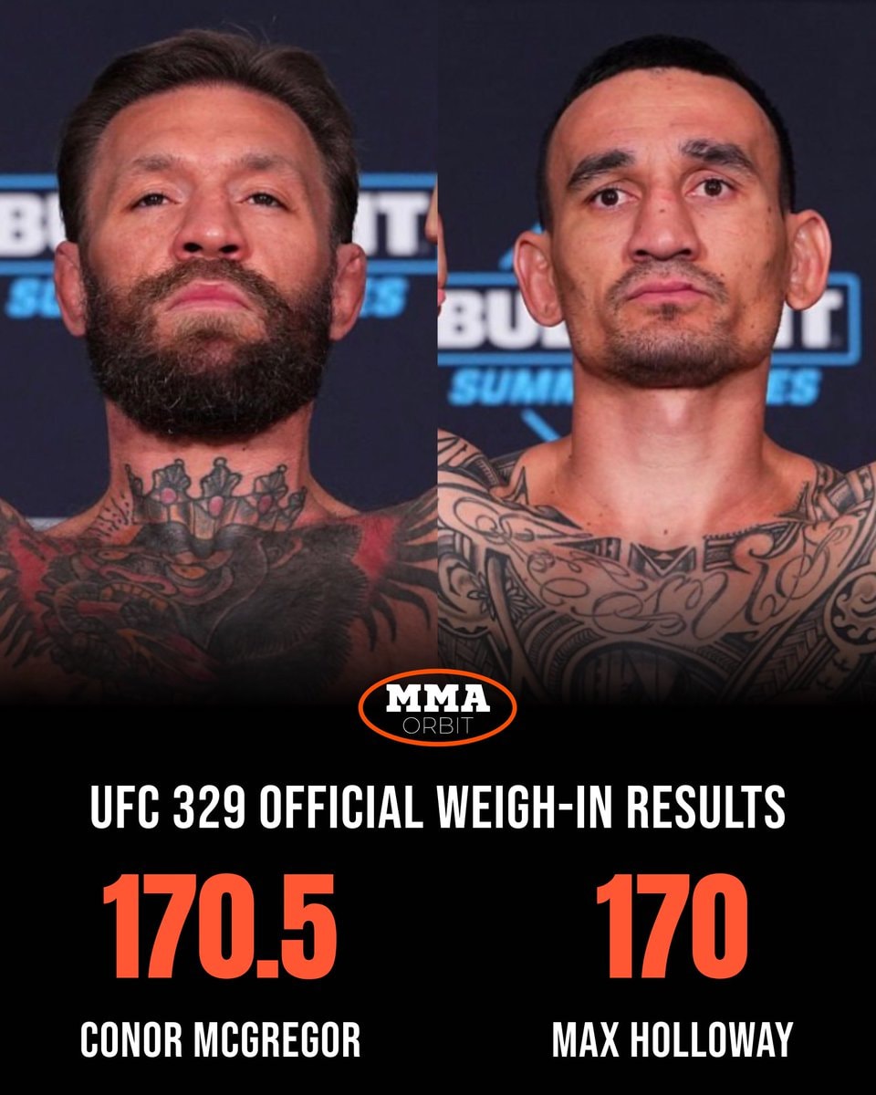 UFC 329 weigh-in results McGregor Holloway (photo 1 of 2)
