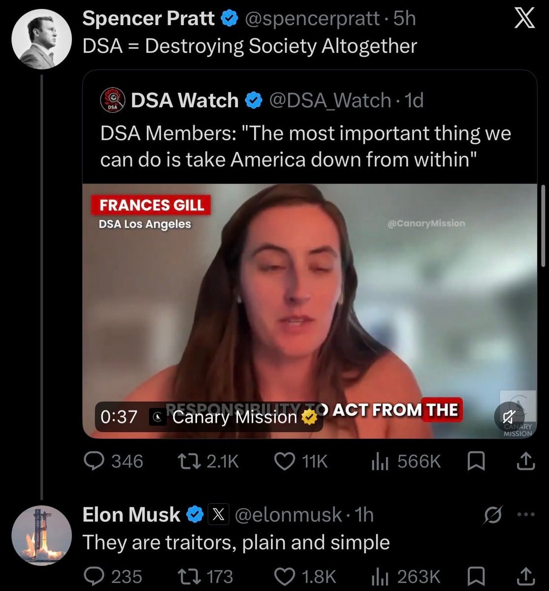 Spencer Pratt Elon Musk DSA traitors