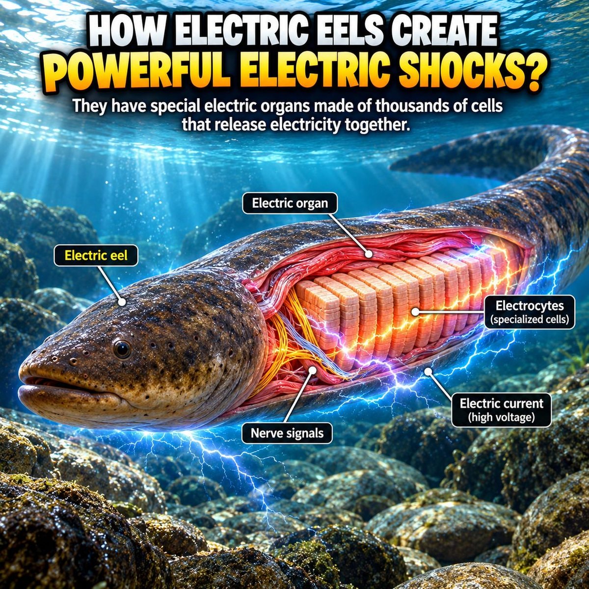 Electric eel shock mechanism