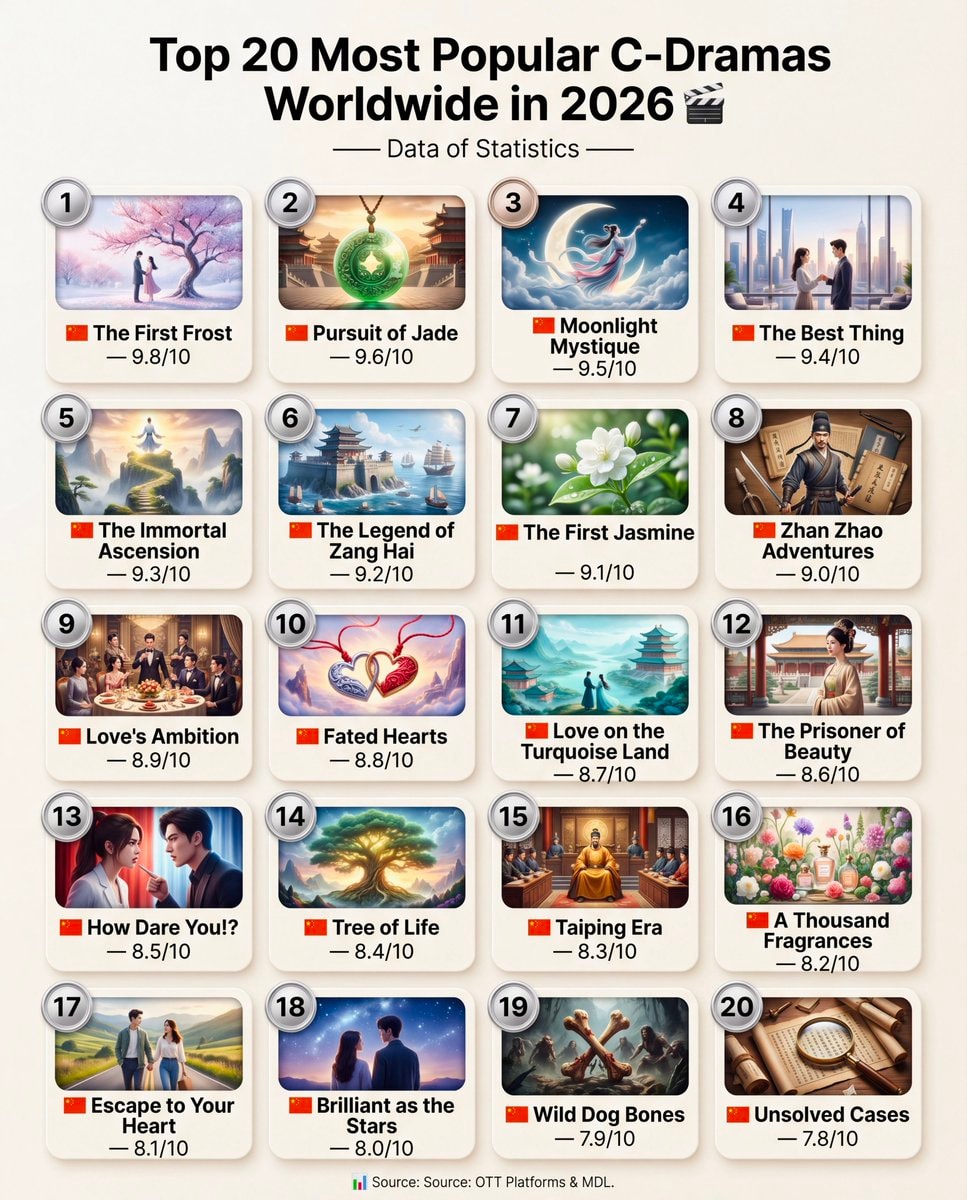 Top 20 Most Popular C-Dramas Worldwide in 2026 Top 20 Most Popular C-Dramas Worldwide in 2026