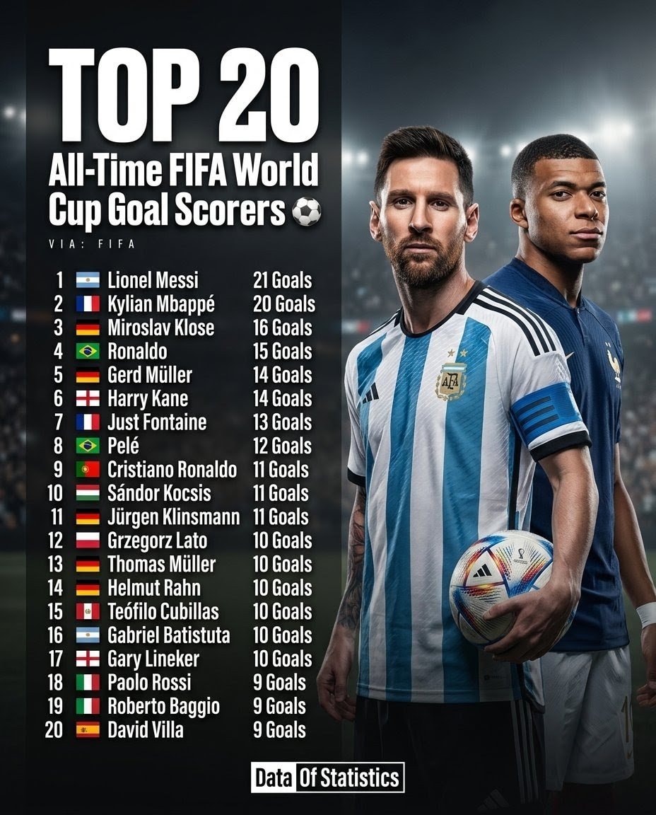 Top 20 All-Time FIFA World Cup Goal Scorers Top 20 All-Time FIFA World Cup Goal Scorers