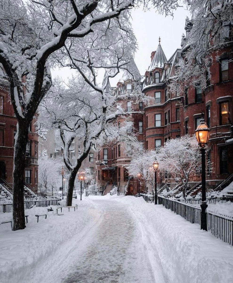 Boston Massachusetts winter scene