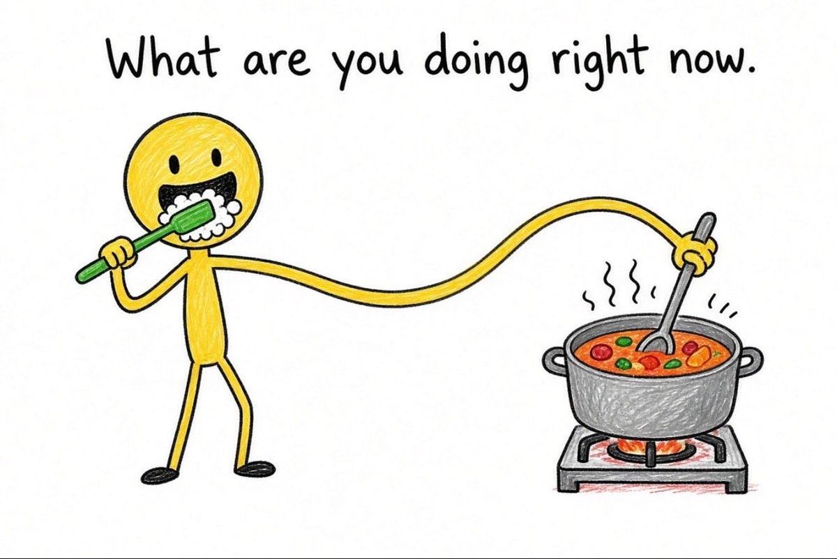multitasking stick figure