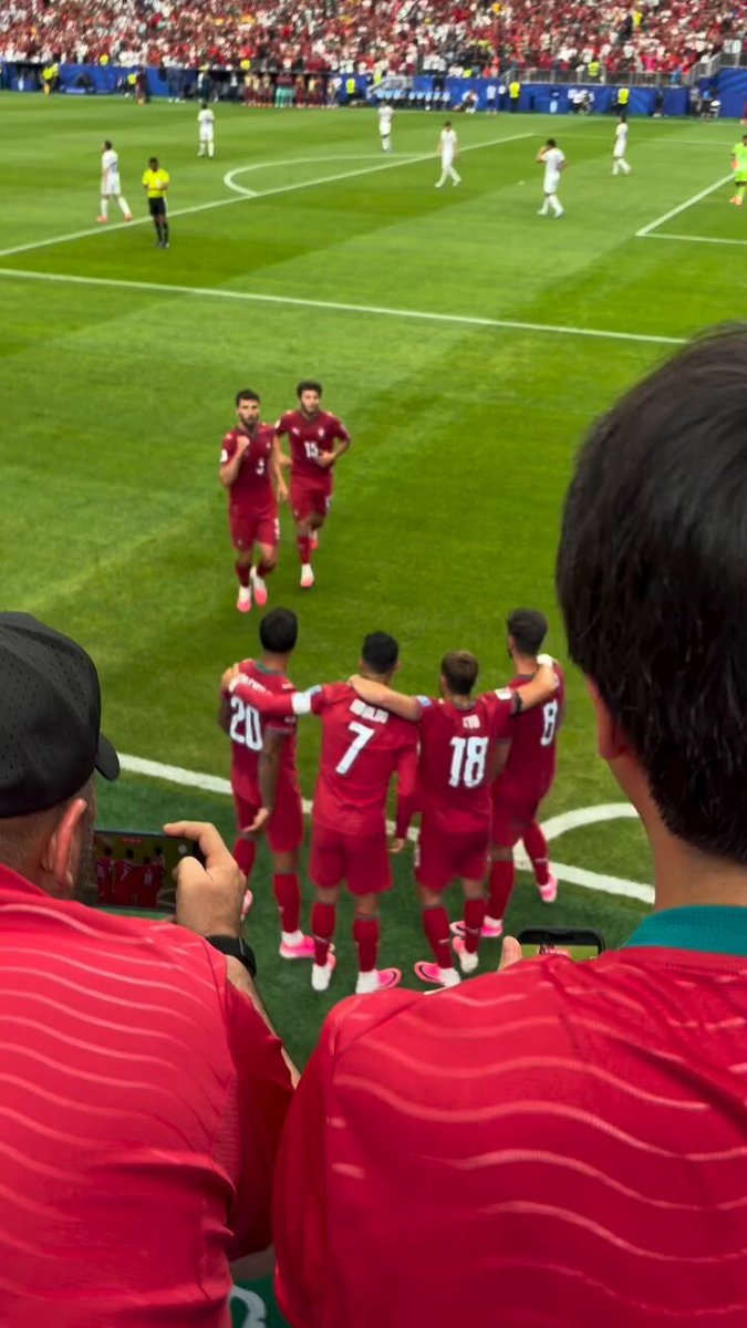 Portuguese soccer players celebrate together