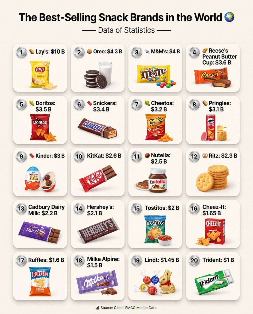 Best-selling snack brands worldwide