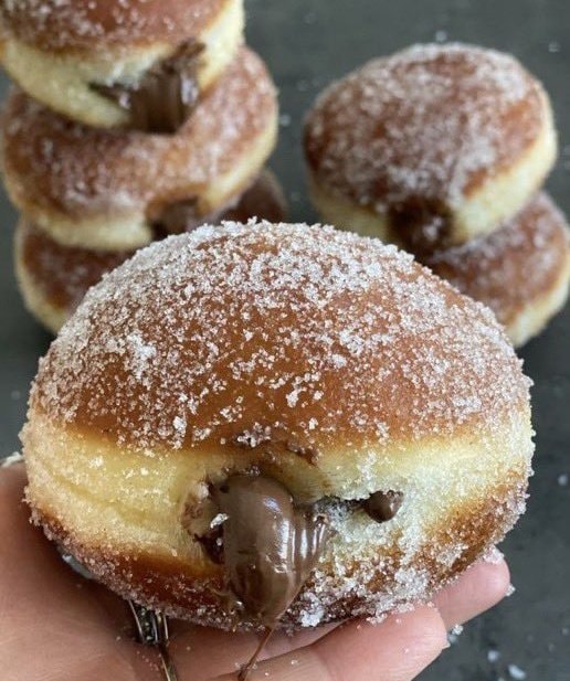 Sugar donut with chocolate filling