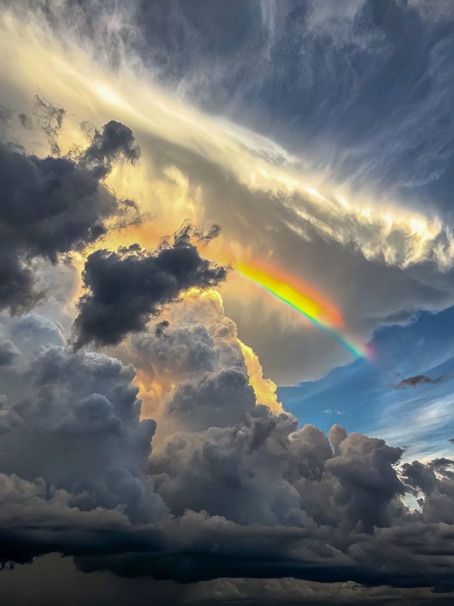 Rural sunset with rainbow (photo 2 of 2)